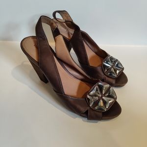 Vince Camuto Brown Majorica Slingback Peep Toe Shoes
